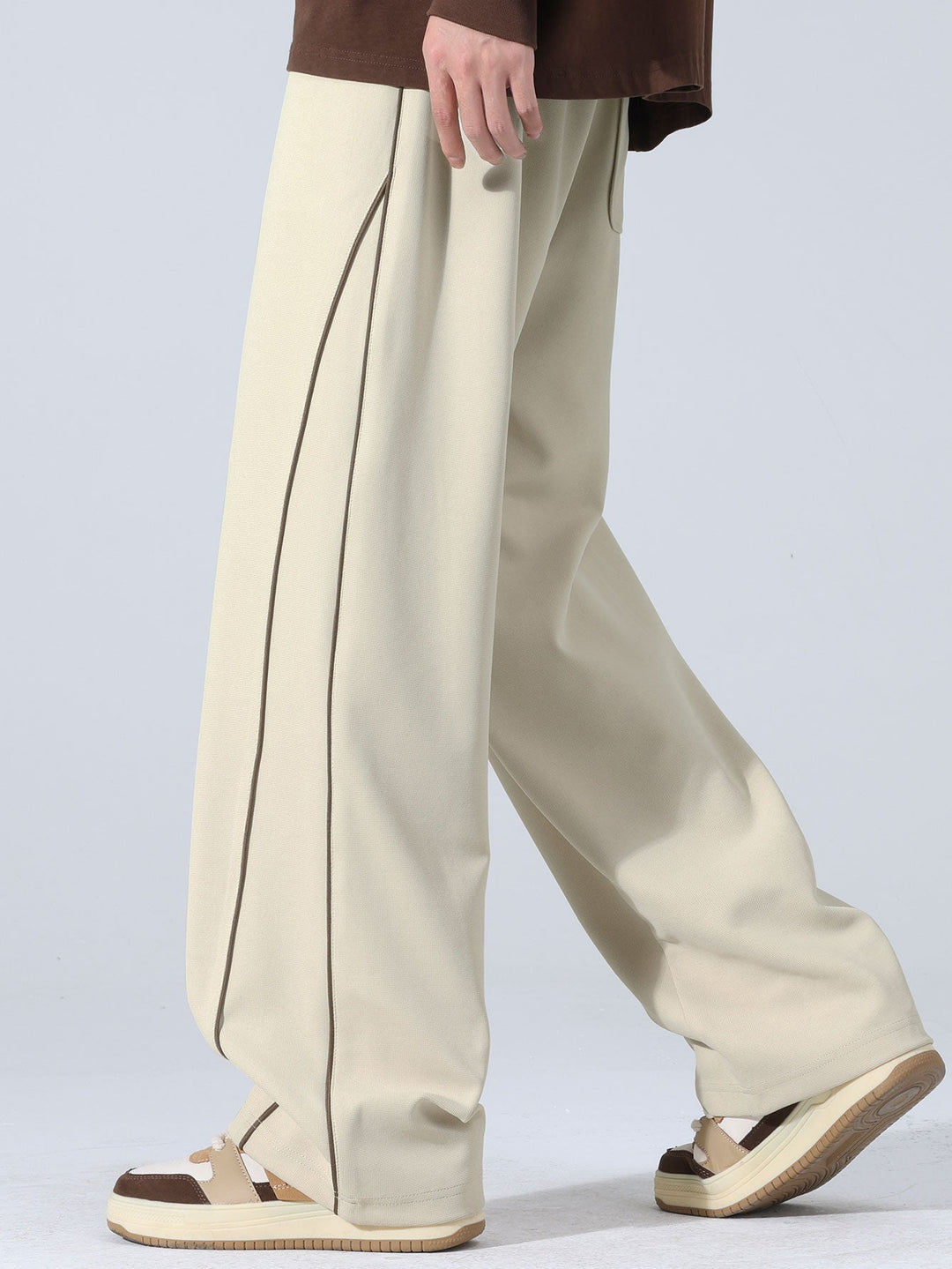 Wide Leg Pants With Side Stripes