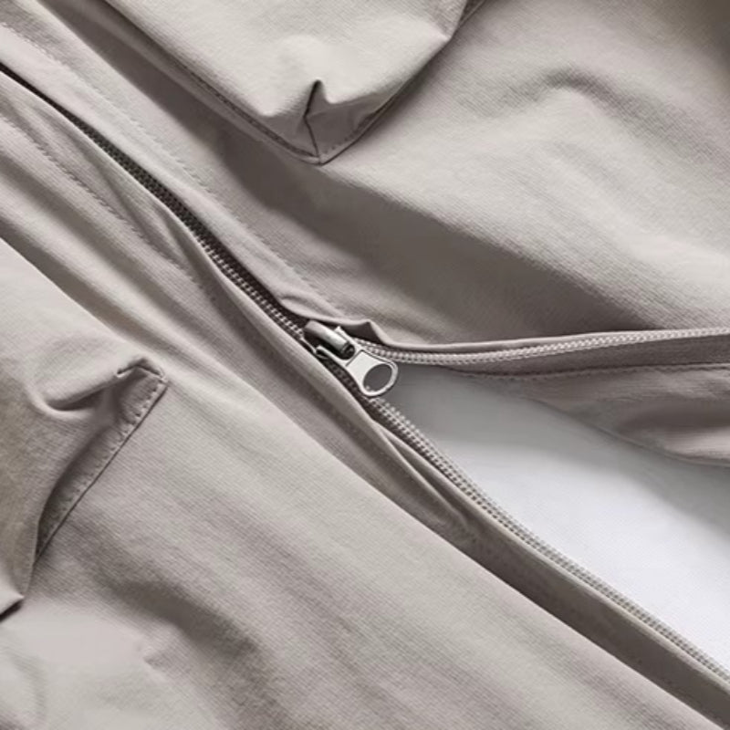Multi-pocket Loose Two-way Zip Collar T-shirt