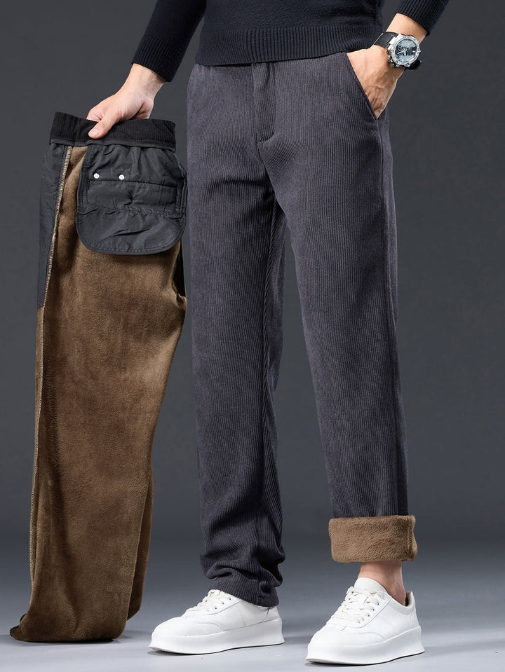 Warm Fleece-Lined Winter Straight Leg Corduroy Pants