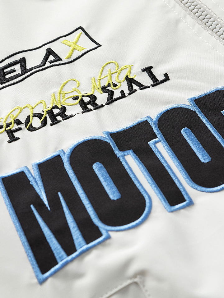 Icon Letter Embroidery Racing Jacket