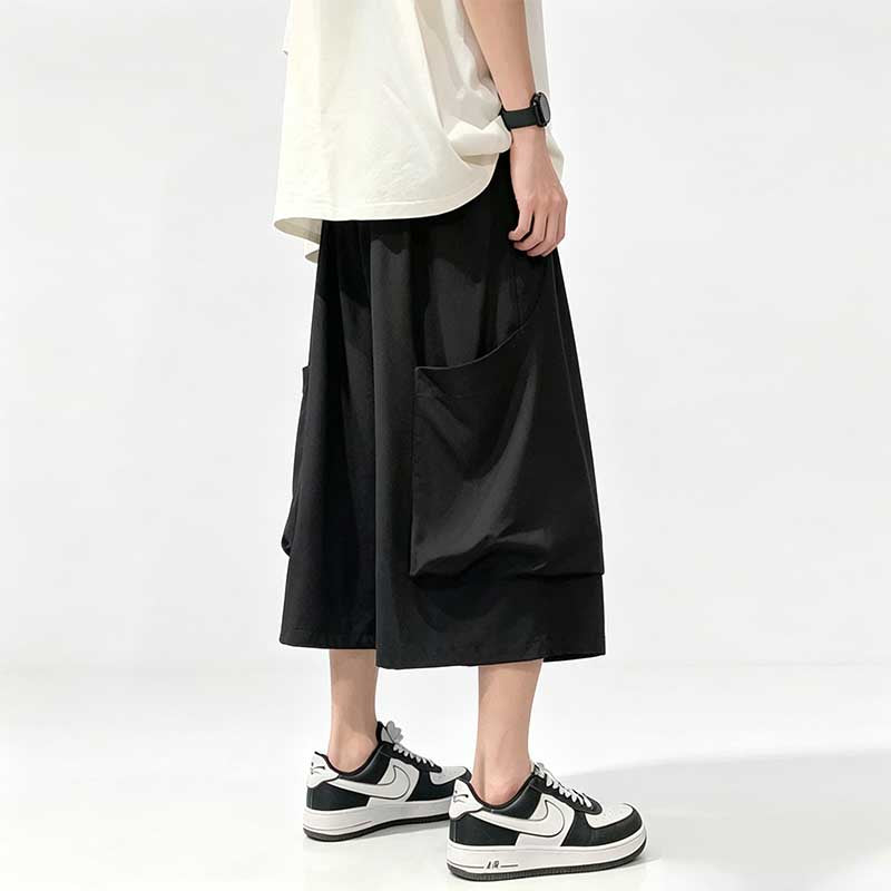 Large Pocket Ice Silk Quick-drying Drape Wide-leg Straight Pants
