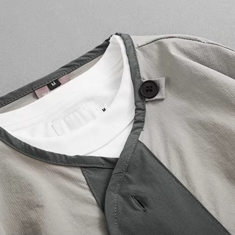 Retro Color-blocked Loose Casual Crew Neck T-shirt
