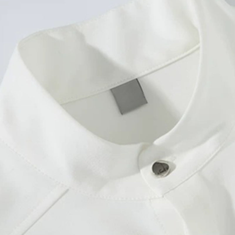 Stand-up Collar Draped Shirt