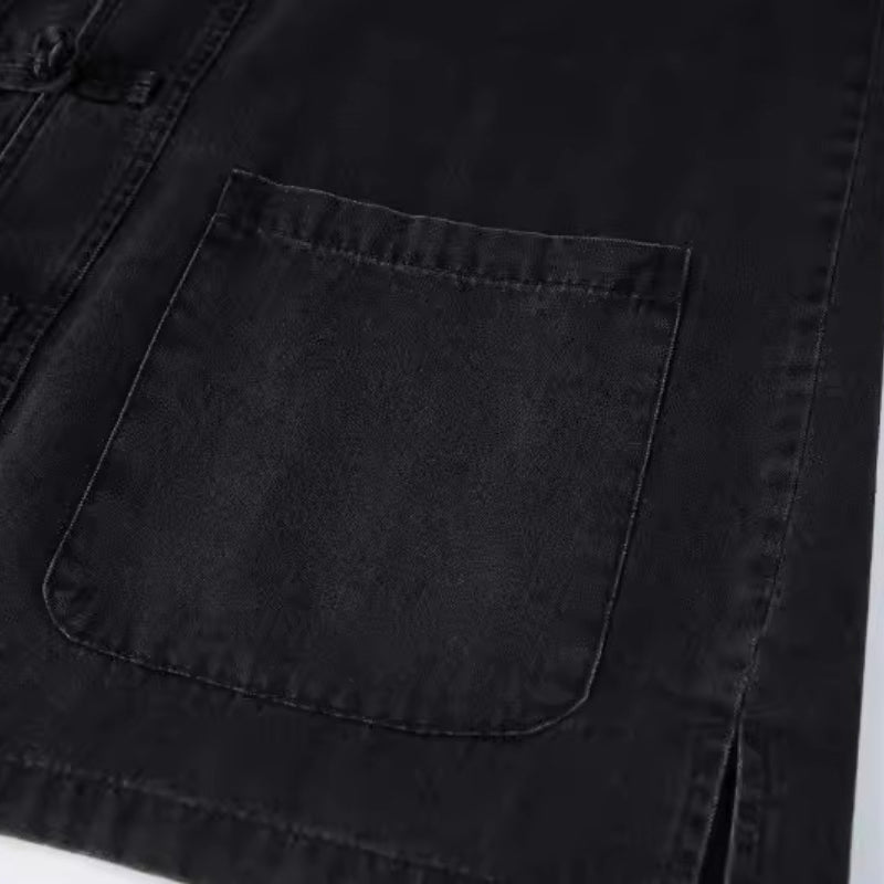 Denim Loose Button-Up T-Shirt