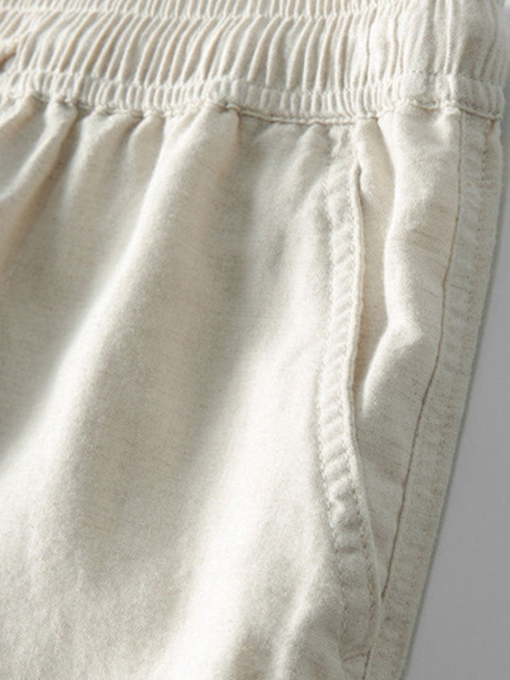 Short Sleeved Waffle Polo &amp; Straight Leg Linen Pants