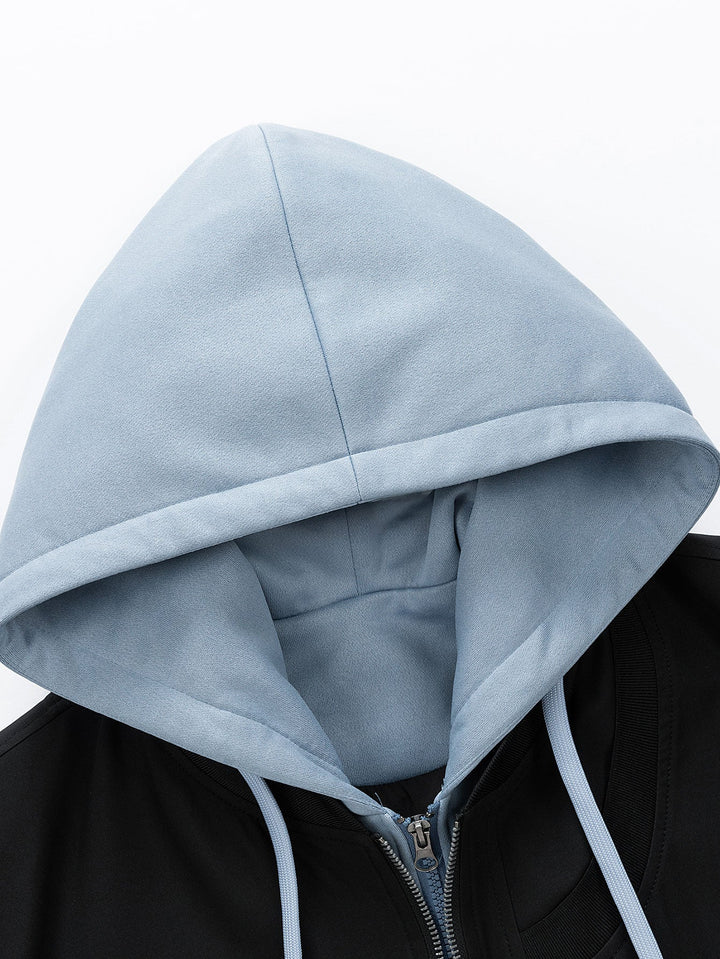 Contrast 2 In 1 Hooded Bomber Jacket