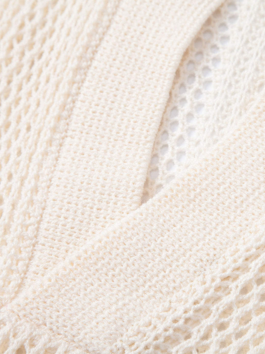Relax Fit Crochet V Neck Knit Polo &amp; Straight Leg Linen Pants