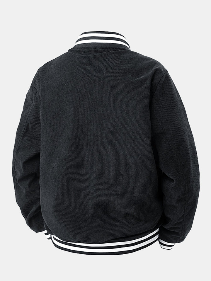 Mountain Embroidery Corduroy Baseball Jacket