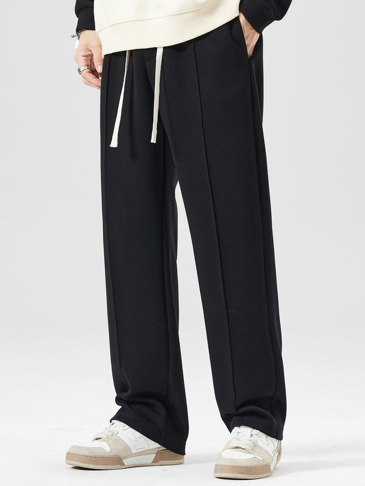 Relax Fit Line Dachshund Print Contrast Polo Sweatshirt &amp; Straight Leg Pleated Pintuck Sweatpants
