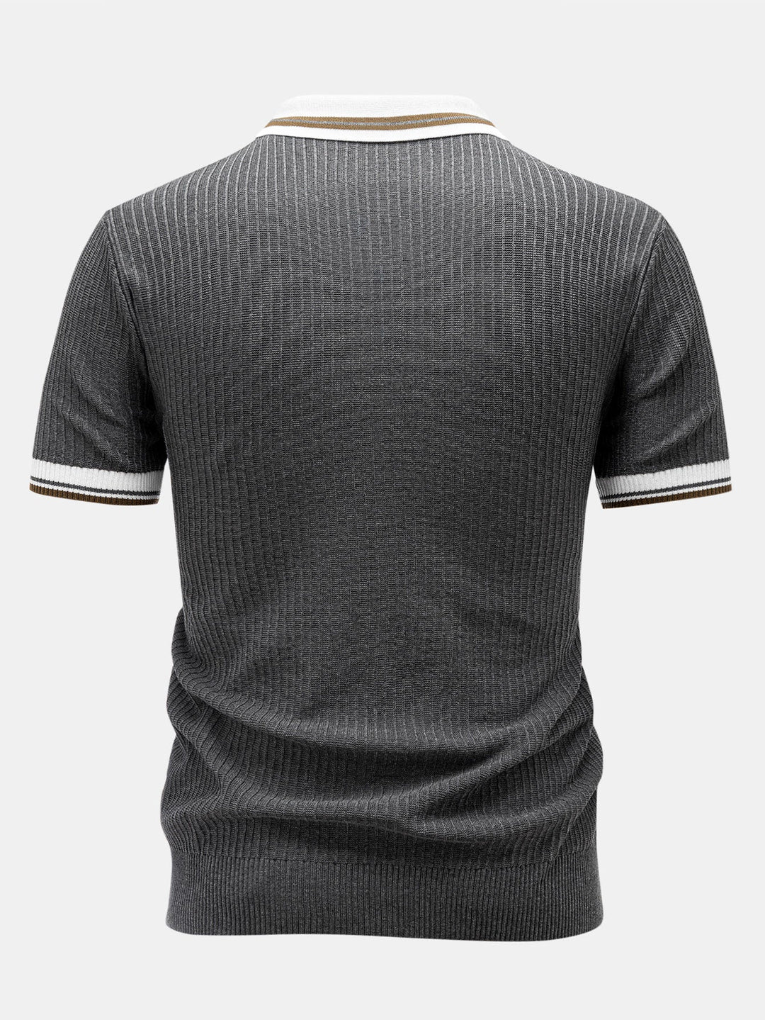 Contrast Trim Knit Polo Shirt &amp; Slim Fit Tapered Trousers