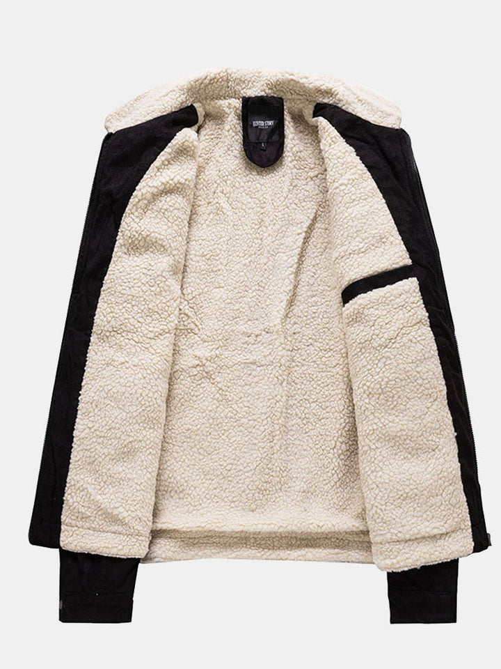 Regular Fit Teddy Lined Faux Suede Jacket