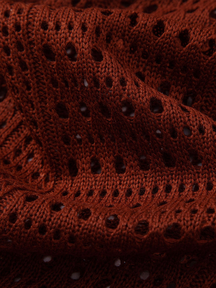 Crochet  V Neck Polo Shirt &amp; Crinkle Textured Drawstring 5" Shorts
