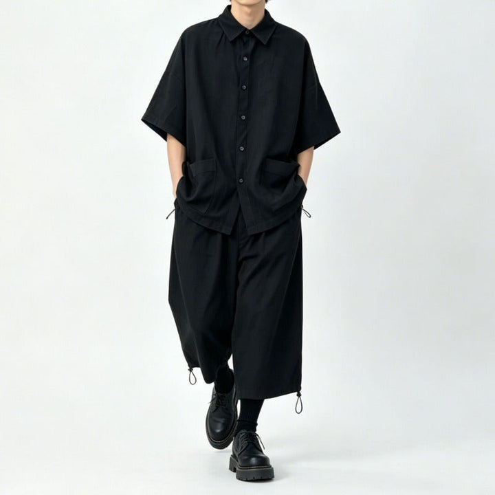 Japanese Lyocell Loose Drapey Casual Short-sleeved Shirt
