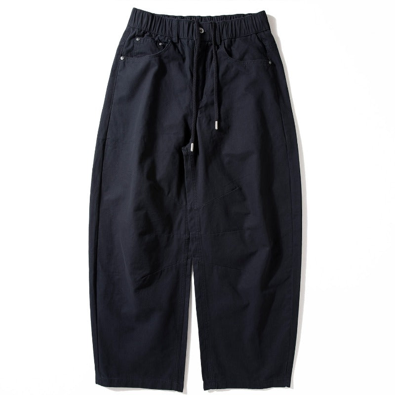Casual Wide-Leg Cotton Workwear Trousers