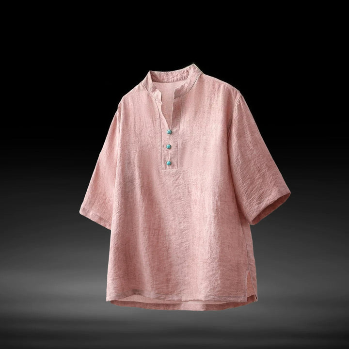 V-neck Linen Loose T-shirt
