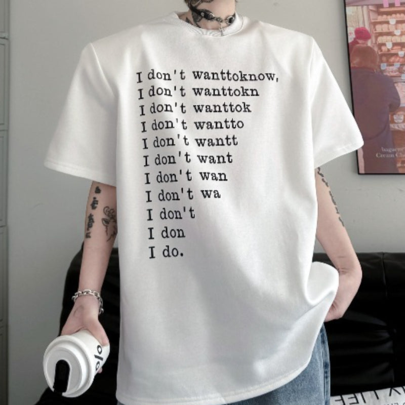 Crew Neck Letter Print Loose T-shirt