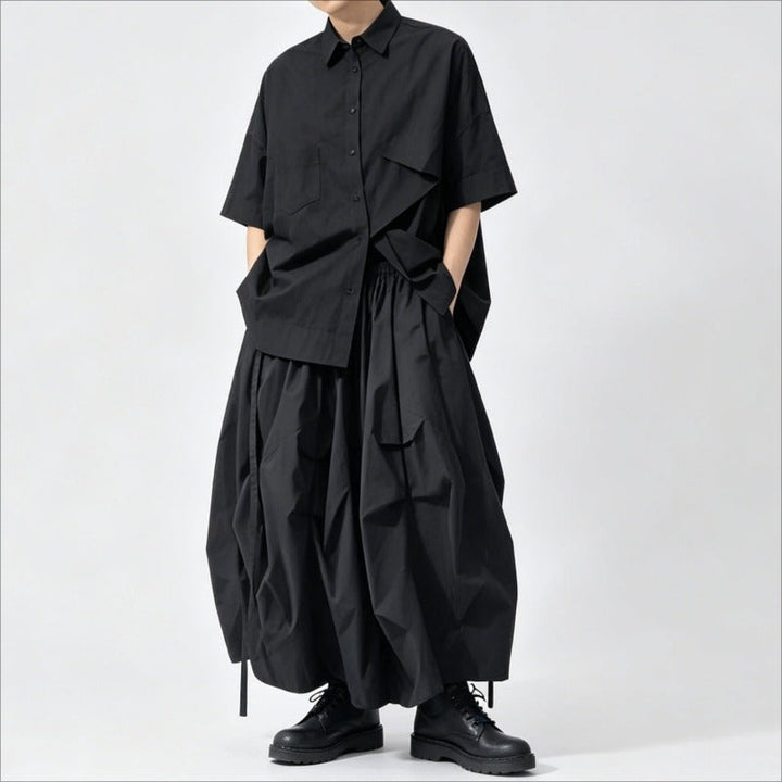 Japanese Loose High-waisted Wide-leg Skirt-Pants