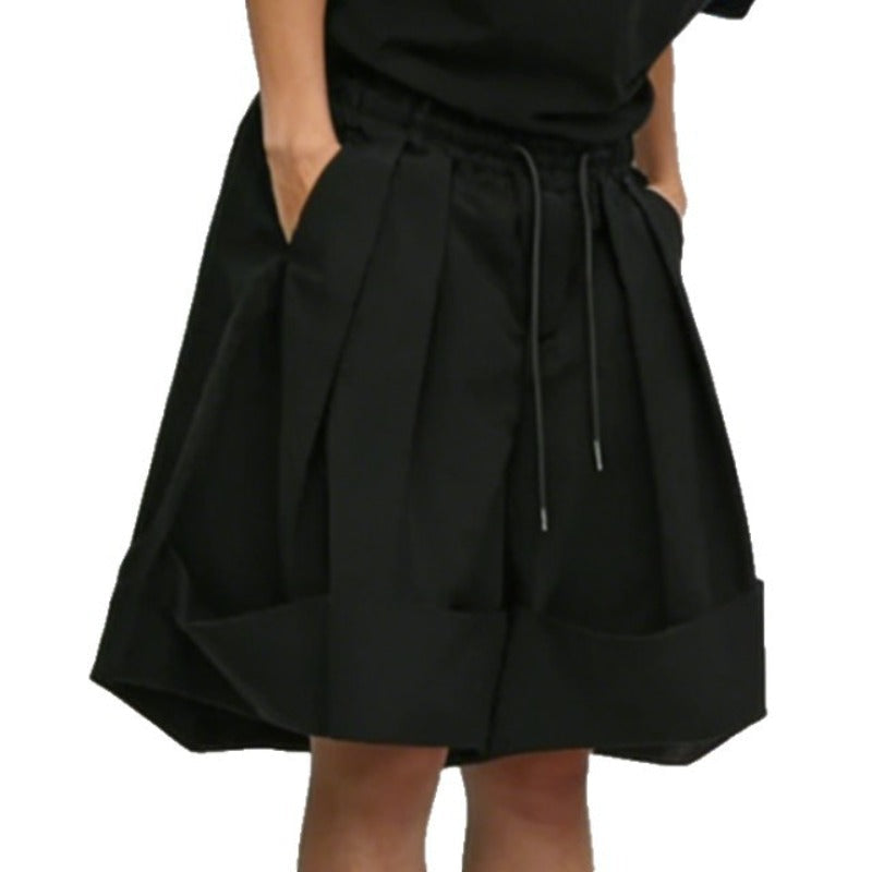 Japanese Style Casual Drawstring Pleated Shorts