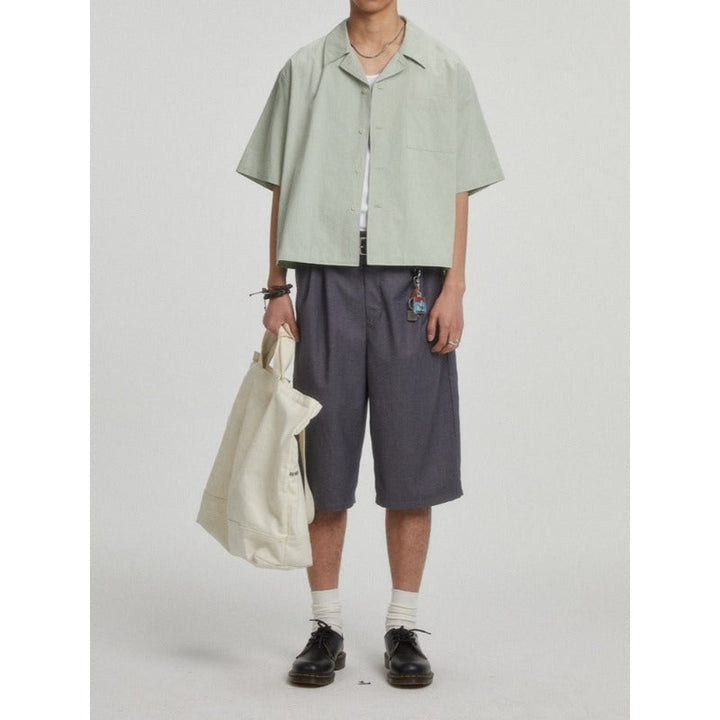 Boxy-fit Cotton Utility Short-sleeve Cotton Shirt