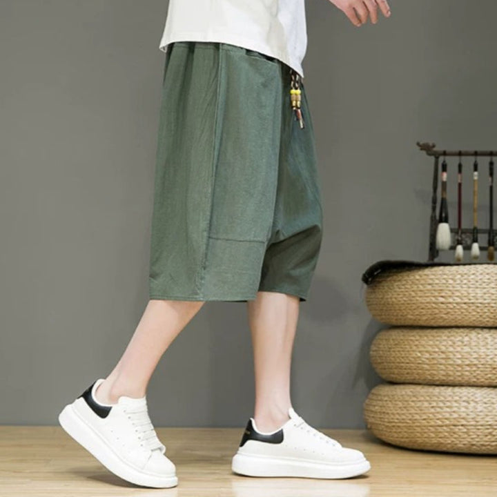 Linen Loose-fitting Low-rise Baggy Casual Shorts