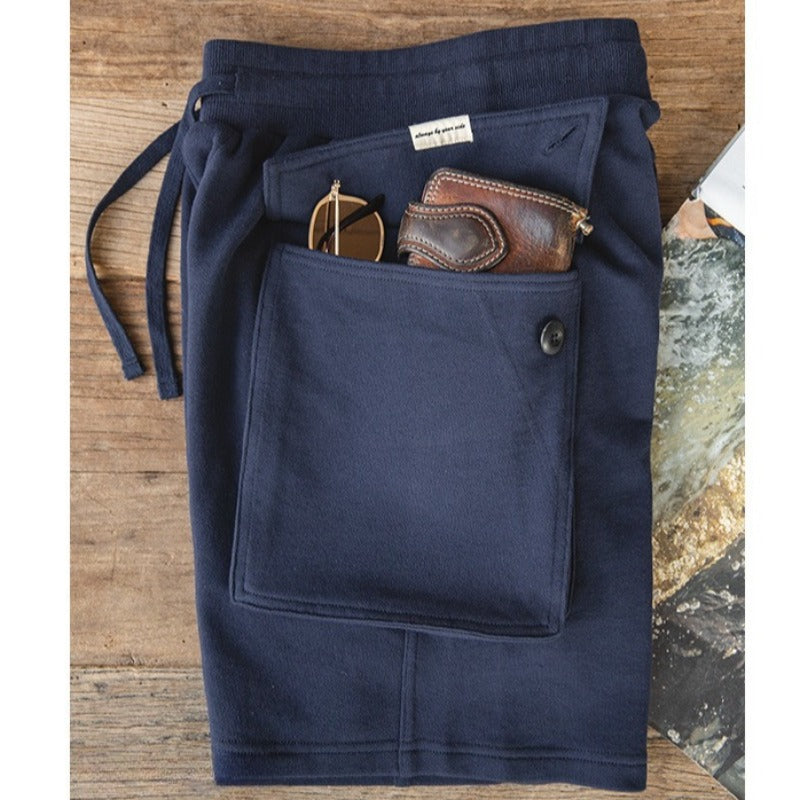 Retro Large pocket Cotton Athletic Shorts