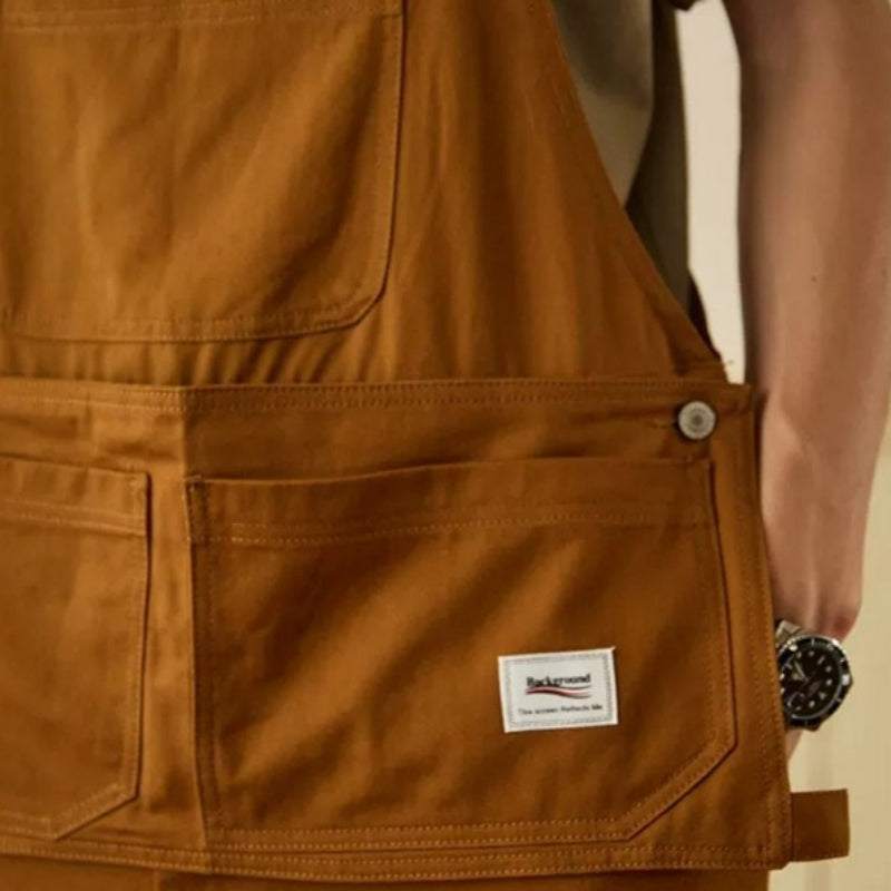 Retro Loose-Fit Multi-Pocket Workwear Cargo Overalls