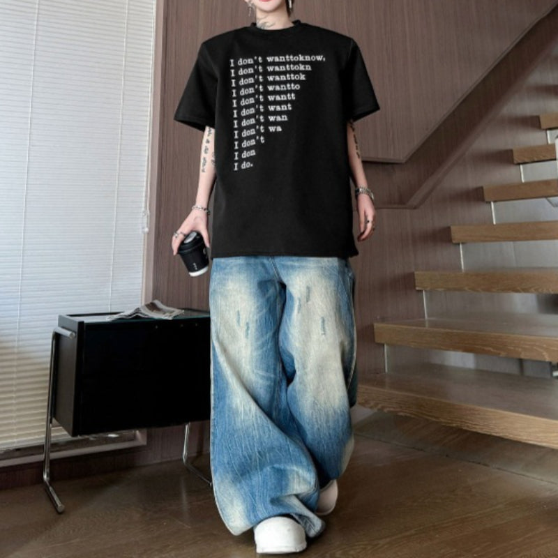Crew Neck Letter Print Loose T-shirt