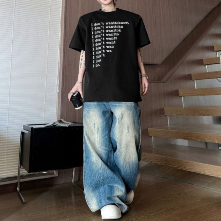 Crew Neck Letter Print Loose T-shirt