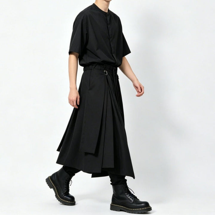 Japanese High-Waisted Drawstring Wide-Leg Pants