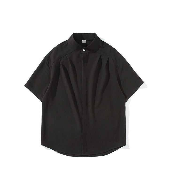 Stand-up Collar Draped Shirt