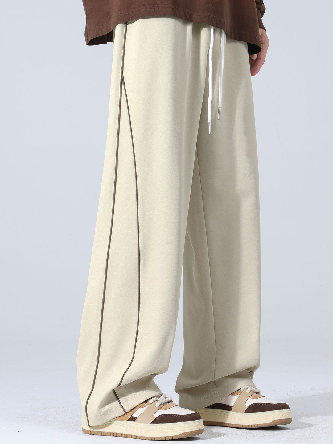 Wide Leg Pants With Side Stripes