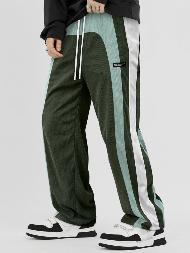 Color Block Corduroy Straight Leg Pants