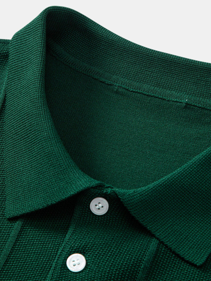Stripe Jacquard Knit Polo Shirt &amp; Slim Fit Tapered Trousers