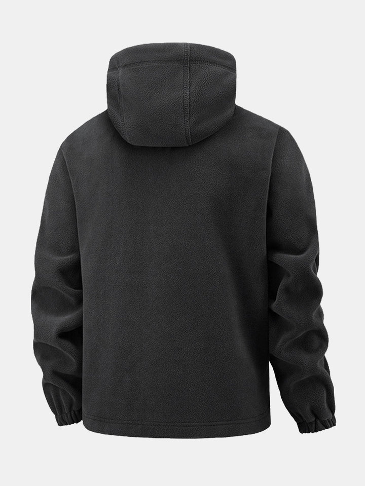 Polar Fleece Zipper Pocket Hooded Coat