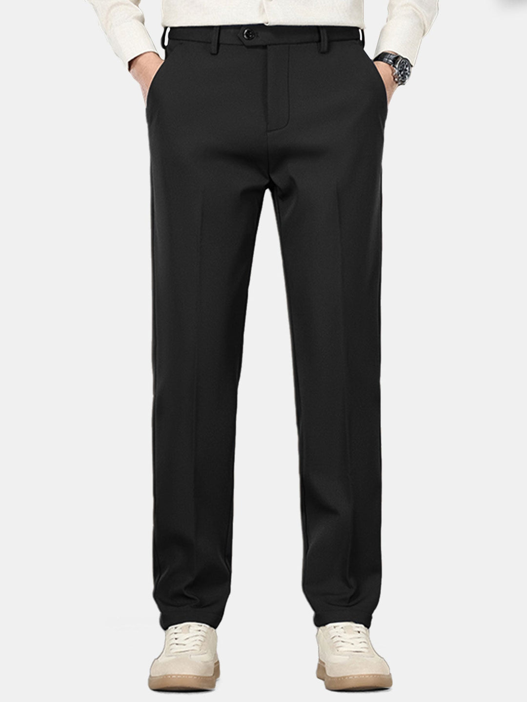 Warm Fleece-Lined Slim Fit Tapered Cropped Trousers