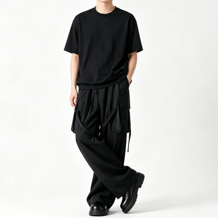 Japanese Workwear-Inspired Wide-Leg Ribbon Pants