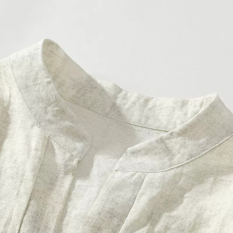 V-neck Linen Loose T-shirt