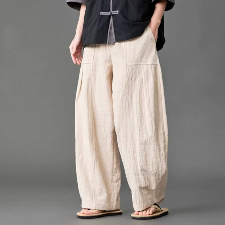 Zen-inspired Elastic Waist Loose Casual Pants