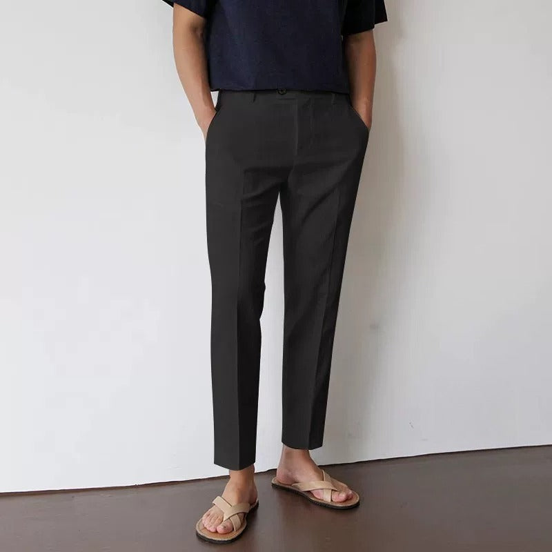 Casual Cotton-Linen Straight-Leg Trousers
