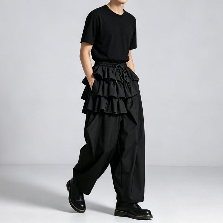 Japanese Asymmetric Loose Wide-Leg High-Waisted Skirt-Pants
