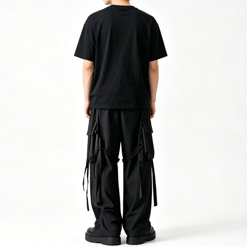 Japanese Workwear-Inspired Wide-Leg Ribbon Pants