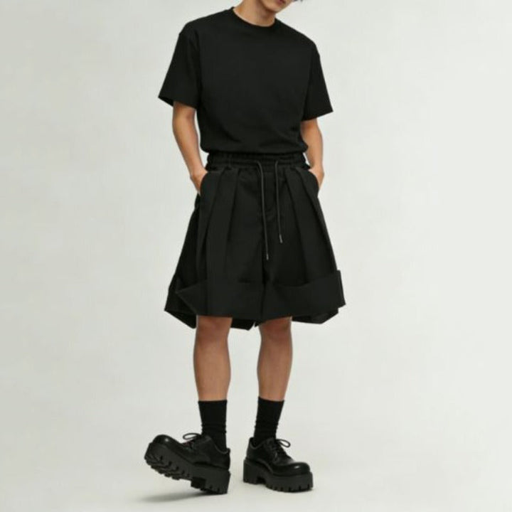 Japanese Style Casual Drawstring Pleated Shorts