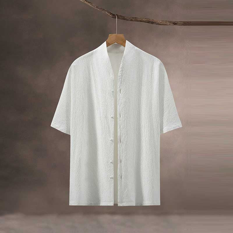 Thin Ice Silk V-Neck Button T-Shirt