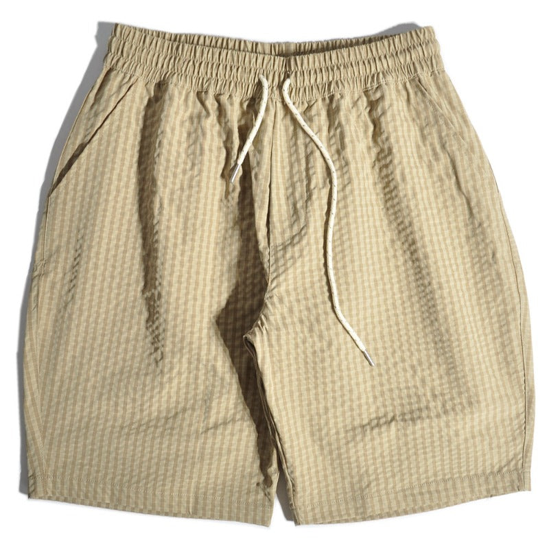 Outdoor Seersucker Plaid Beach Shorts
