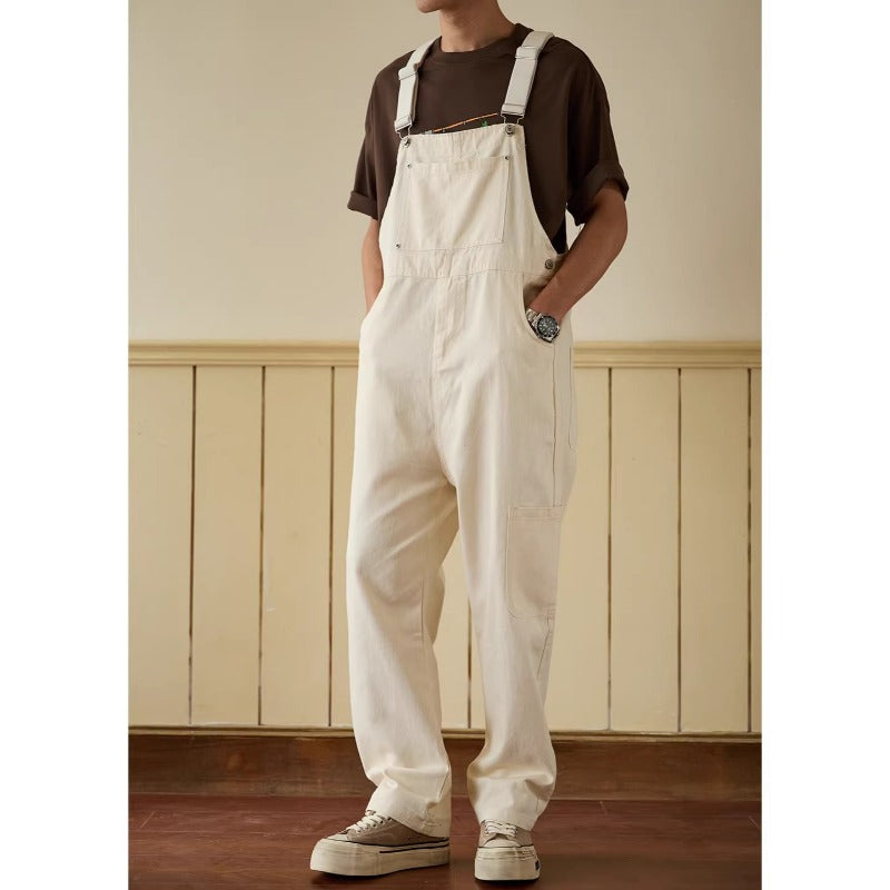 Retro Loose-Fit Casual Workwear Cargo Overalls