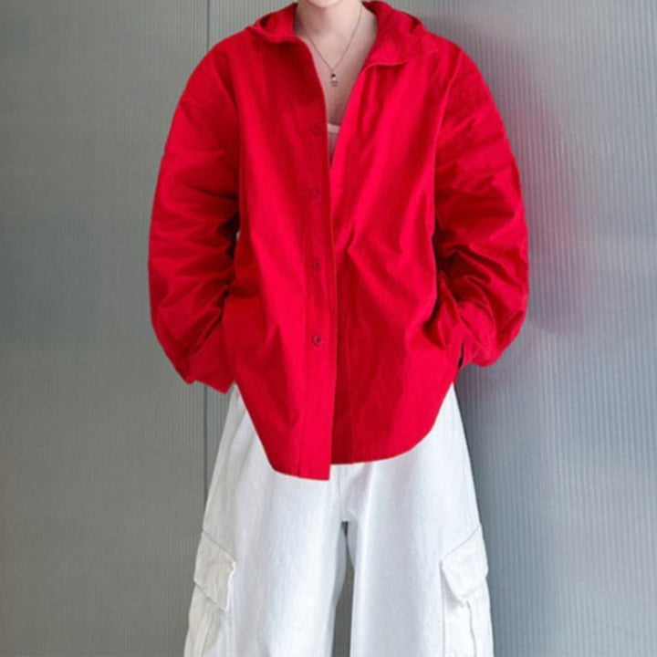 Casual Loose Hooded Shirt Jacket