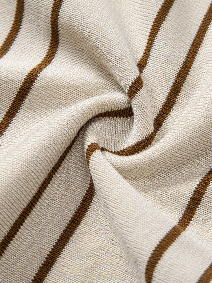 Striped Knitted Polo Shirt &amp; Slim Fit Tapered Trousers