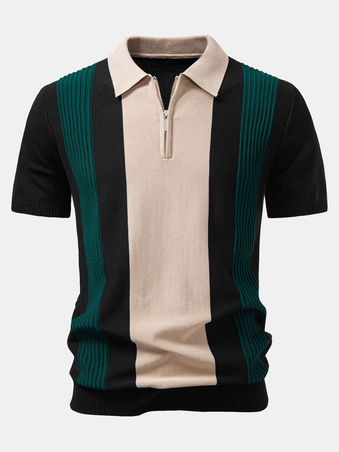Textured Color Block Knit Polo &amp; Slim Fit Tapered Trousers