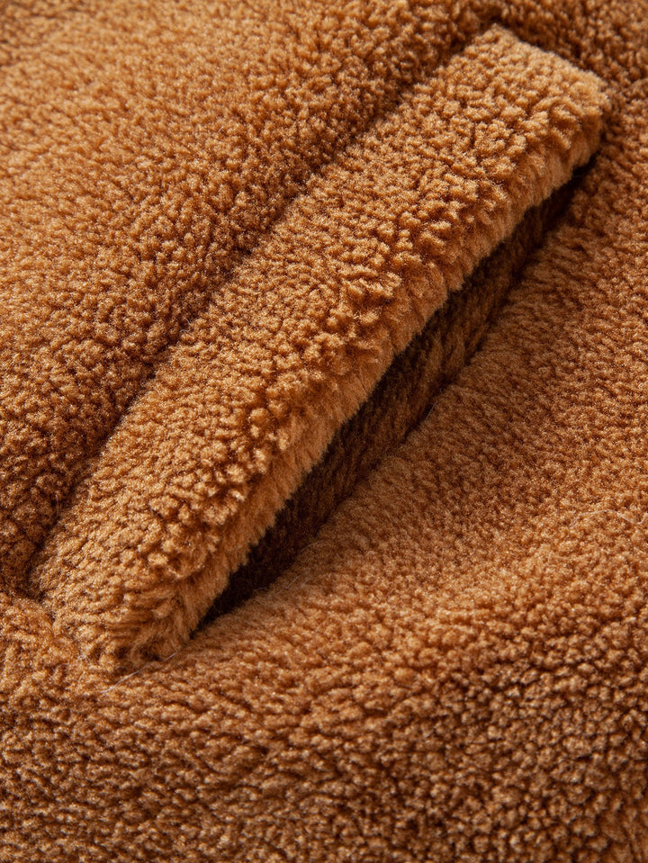 Relax Fit Warm Teddy Fleece Long Coat