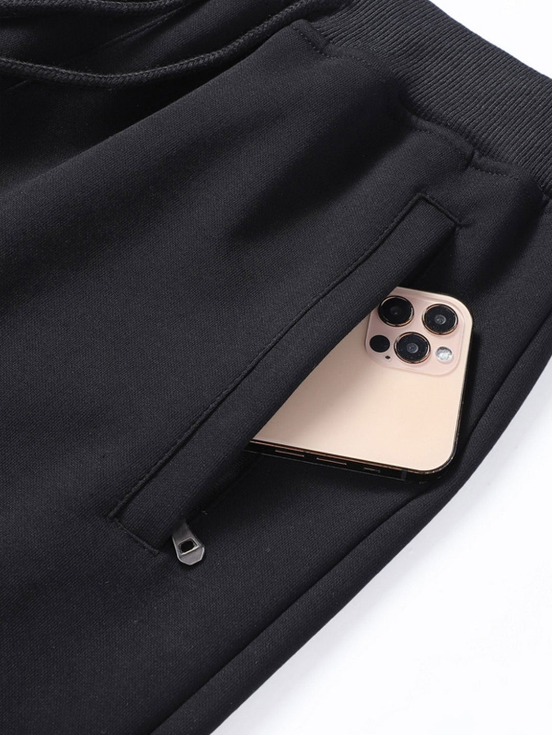 3 Pieces Solid Zipper Pocket Cotton Straight Leg Pants